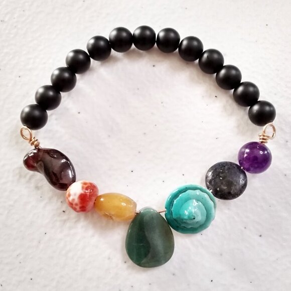 Handmade One-of-a-Kind Chakra Bracelet! No Duplicates! No Mass Production 6.5-7" - Picture 1 of 11